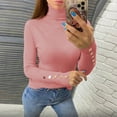 thumbnail image 2 of MESSUEN Mock Neck Sweater Long Sleeve Undershirt for Women Pull Over Sweaters Womens Basic Tees for Women's Tops Basic Womens Tops Womens Top Pink XL, 2 of 7