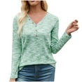 thumbnail image 1 of Timegard Long Sleeve Tops for Women Knitted Button V Neck Tops Casual Solid Color Lightweight Blouses, 1 of 7