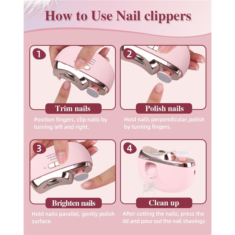 2025 Upgraded Electric Nail Clipper, Electric Nail File, 2 Speeds Automatic Nail Trimmer with LED Light & Clip Storage - USB Rechargeable for Baby, Kids, Adults, Seniors