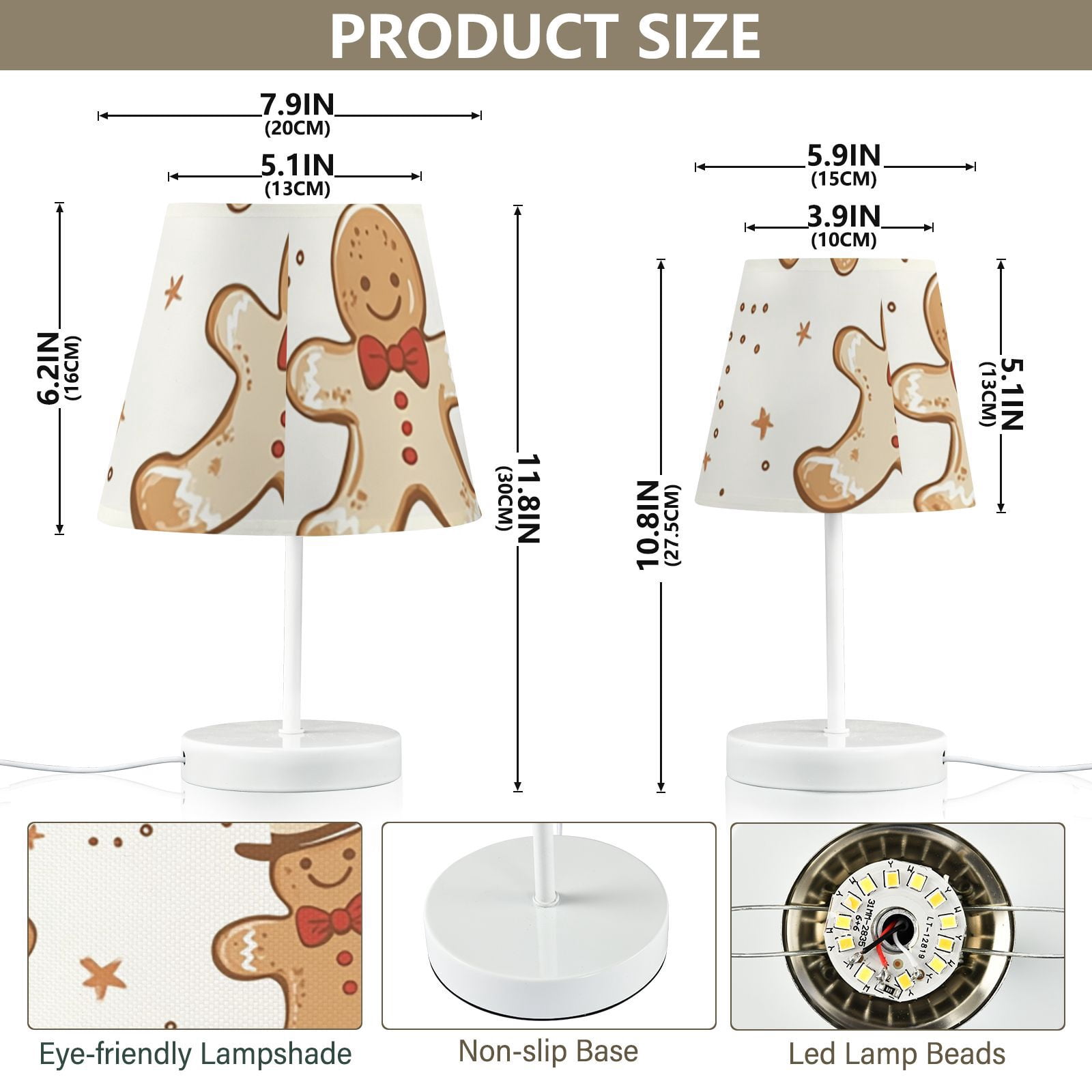 Gingerbread Cute Desk Lamp 3 Color Modes LED Table Lamp Nightstand Reading Light for Bedroom Living Room