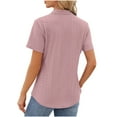 thumbnail image 4 of qolati Women Summer Short Sleeve Blouse Casual V Neck Curved Hem Eyelet T Shirts Dressy Casual Loose Beach Flowy Tunic Tops, 4 of 5