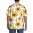 thumbnail image 3 of Uemuo Sunflowers Pattern Cotton Linen Short Sleeve Shirts,Casual Lightweight Button Down Shirts,Vacation Beach Summer Tops-Small, 3 of 7