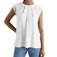 thumbnail image 2 of Lixiuxyad Women's Fashion Casual Loose Round Neck Hollowed Out Solid Color T Shirt 1 Dressy Casual,White L, 2 of 7
