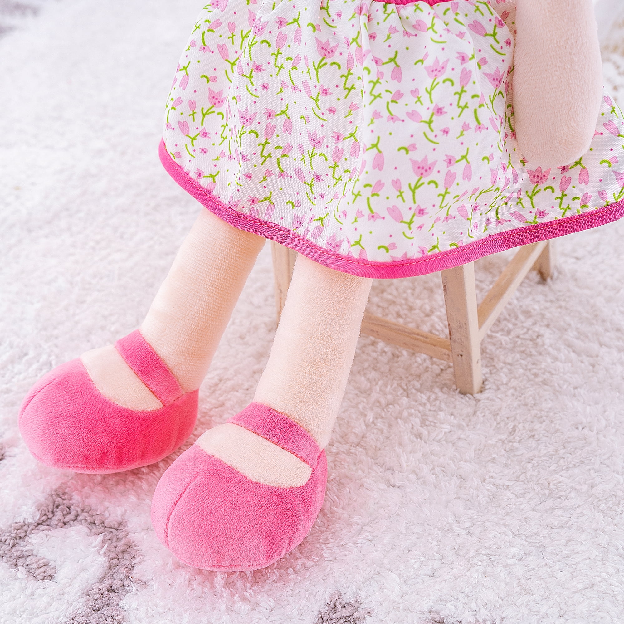 Gloveleya Baby Girl Gifts Plush Dolls Soft Girls Toy Pink Flower Fairy Girl 16 Inches
