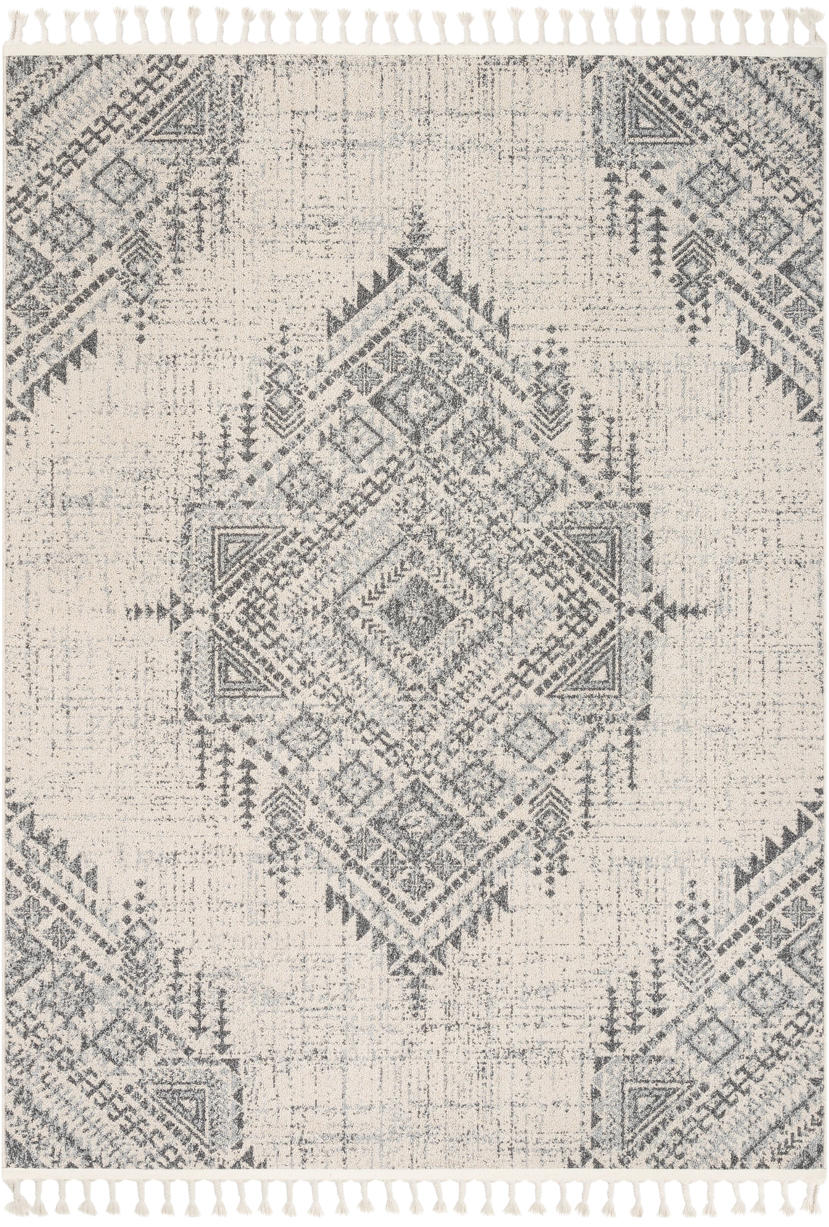 Well Woven Loop-De-Loop Anette Vintage Distressed Grey 3'11 x 5'10" Flat-Weave Area Rug