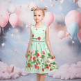 thumbnail image 3 of Sunny Fashion Girls Dress Green Floral Strawberry Embroidery Zigzag Summer 11-12 Years, 3 of 10
