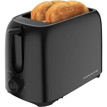 OVENTE Electric 2 Slice Toaster, 6 Shade Toast Settings, Removable Crumb Tray, Black TP2210B