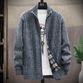 thumbnail image 4 of Lyinloo Mens Zip Up Knitted Cardigan Thick Sweater Stand Collar Fleece Lined Warm, 4 of 4