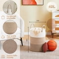 thumbnail image 3 of Laundry Basket, Woven Cotton Rope Laundry Hamper for Decor Storage of Dirty ClothesToys and Blankets in Bathroom, Baby Room and Living Room, 3 of 8