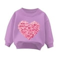 thumbnail image 4 of ZACPNCV Toddler Boys Girls Sweatsuit Heart Print Solid Color Long Sleeve Sweatshirt and Sweatpants Spring Outfit Valentine's Day Gift Purple 8-9 Years, 4 of 4