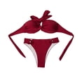 thumbnail image 5 of vigerkar Bandeau Bikini,Halter Cheeky Bikinis Sets for Women,Sexy 2 Piece Swimsuits Beach Vacation Tanning (Wine, S), 5 of 6
