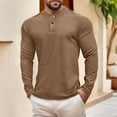 thumbnail image 2 of cfhntfmh Mens Knit Henley T-Shirts Long Sleeve Thermal Underwear Top Casual Collarless Quarter Button Pullover for Winter, 2 of 5