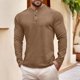 thumbnail image 1 of pstuiky camisas de manga larga para hombre, Camiseta de manga larga con cuello redondo y botones de terciopelo para hombre, color liso Tops casuales para hombres l, 1 of 5