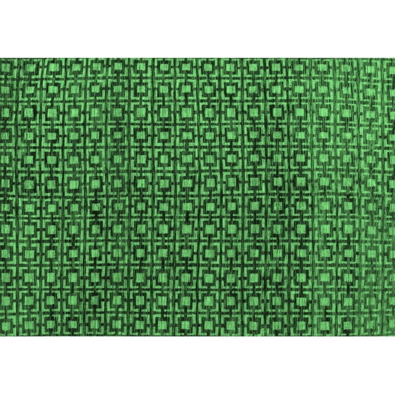 Ahgly Company Indoor Rectangle Abstract Emerald Green Modern Area Rugs, 8' x 12'