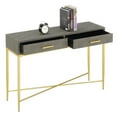 thumbnail image 4 of Pemberly Row Modern Console Table in Gray Faux Leather/Gold Wood Finish, 4 of 4