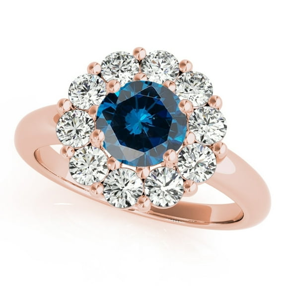 Aonejewelry 2Ct. Halo Blue Diamond Engagement Wedding Ring In 10K Solid Rose Gold