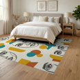 thumbnail image 3 of ODIKA 6'x9' Washable Area Rug Non-Slip, Easy Care, Retro Contemporary Minimalist Face Drawing Playful Classroom for Family Room, Living Mater Bedroom, 3 of 7