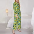 thumbnail image 3 of Honeii Lemon print Women's Pajama Sets Long Sleeve Button Down Sleepwear Nightwear Soft Pjs Lounge Sets-X-Large, 3 of 7