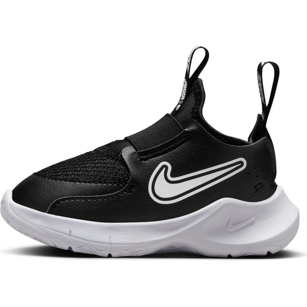 Zapatillas Nike Flex Runner 3 para Niños Pequeños Negro Blanco sin Cordones