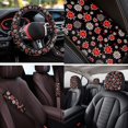 thumbnail image 4 of Uorisanigo Cute Ladybug Car Seat Covers Set 14 Pcs Cars Headrest Cover and Steering Wheel Accessories Armrest Cover Auto Seat Belt Pads and Water Cup Pad Personalized Fit for Car SUV, 4 of 6