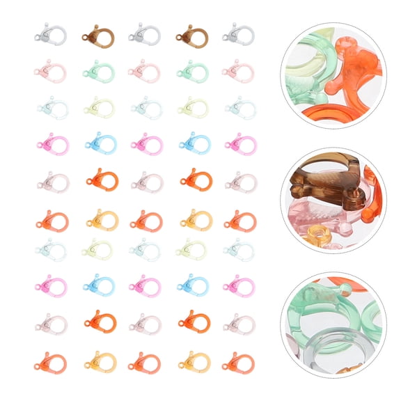 MERRYHAPY 50PCS Acrylic Lobster Claw Clasp Keychain Supplies Assorted Color for Craft Making