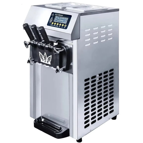 SHENGJINSH Pre-cooled Commercial Ice Cream Machine, 3 Flavors Countertop Soft Serve Ice Cream Maker