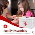 thumbnail image 3 of First Aid Box Organizer Empty 13" White Vintage First Aid Kit Tin Metal Medical Box - First Aid Storage Box Container Bins with Dividers, Removable Tray and Red Cross Logo, 3 of 9
