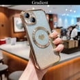 thumbnail image 4 of for iPhone 14 Plus Case Magnetic Gradient Glitter [ Compatible with MagSafe ], Bling Love Heart Clear Phone Case, Camera Protection Sparkly Slim Soft Back Cover for Women Girls - Gold, 4 of 10