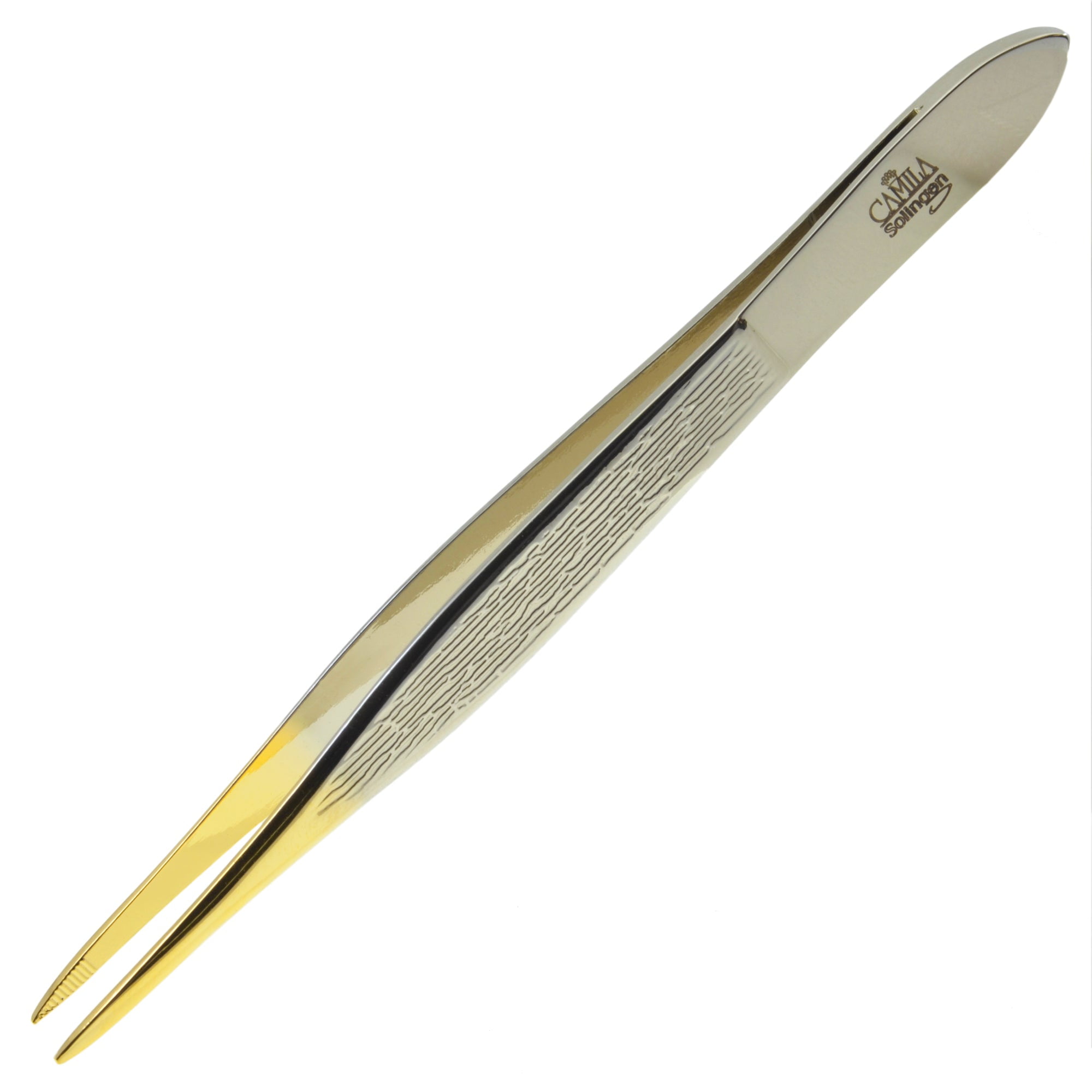 Camila Solingen 3.5' Gold Plated Pointed Tip Tweezers