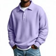 thumbnail image 2 of Dwellite Mens Casual Waffle Polo Shirts Button Collared Shirts Long Sleeve Sweater Fall Winter Solid Color Clothes Light Purple M, 2 of 10