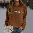 thumbnail image 2 of Arlun Crewneck Sweatshirts Womens Trendy Floral Printed Soft Comfortable Long Sleeve Hoodless Tops 2025 Fall Winter Baggy Drop Shoulder Pullovers Brown XL, 2 of 4