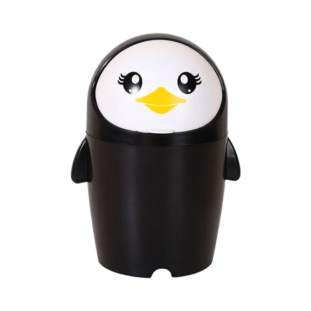 SIfdSeng My Items Penguin Can Compact Kitchen Waste Small Desktop Garbage Container Portable Rubbish Holder Home Organization