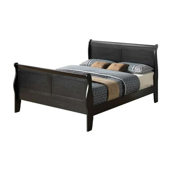 Glory Furniture Louis Phillipe Full Sleigh Bed in Black