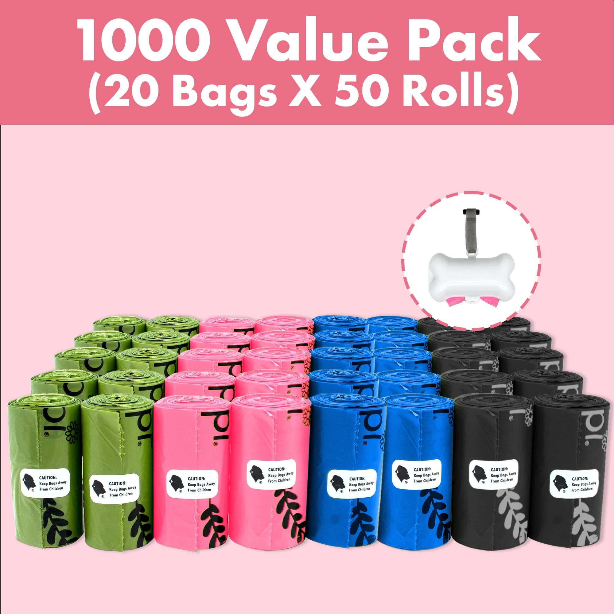 Gorilla Supply Disposable Doggy Poop Bags with Patented Dispenser and Leash Tie 9 X13