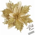 thumbnail image 1 of 10 flores artificiales de Pascua con purpurina de 14 cm, con pinzas, para decorar el árbol de Navidad, bodas, fiestas y coronas., 1 of 4