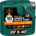 thumbnail image 1 of Lona de polietileno resistente, 20 pies x 40 pies, 10 mil de espesor, cubierta protectora impermeable con bloqueo UV, reversible, verde y negro, revestimiento laminado, ojales, de Xpose Safety, 1 of 5