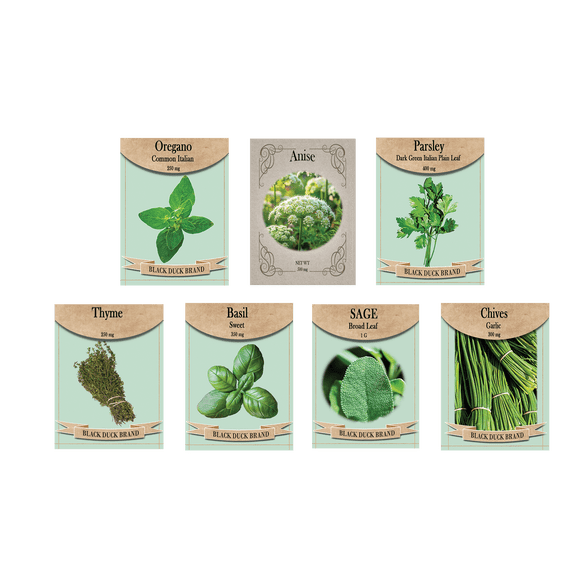 Set of 7 Culinary Herb Garden Seed Collection – Grow Fresh Herbs for Cooking & Seasoning – Non-GMO, Heirloom, High Germination – Basil, Oregano, Thyme & More