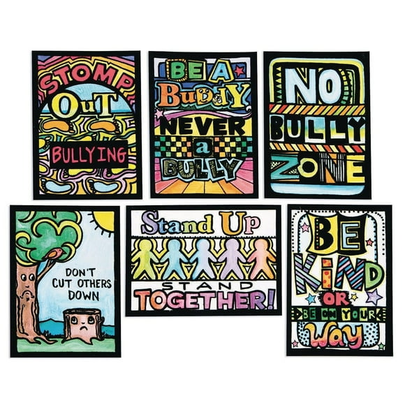 S&S Worldwide Anti-Bully & Kindness Velvet Art Mini Posters (Pack of 24)
