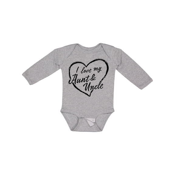 Inktastic I Love My Aunt and Uncle in Black Chalk Heart Boys or Girls Long Sleeve Baby Bodysuit
