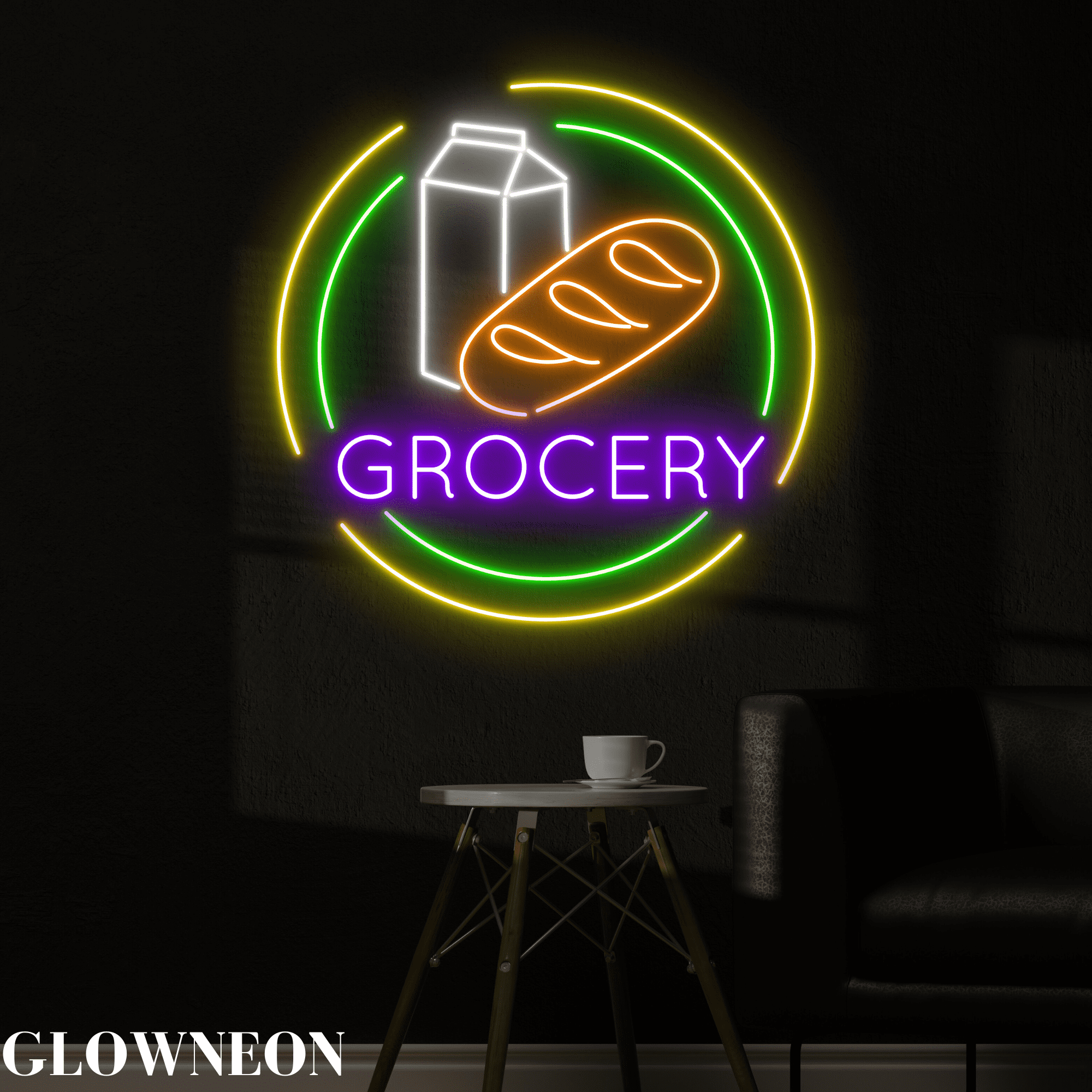 Glownneon Food & Drink Grocery Store Neon Led Sign, Grocery Wall Art