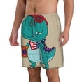 thumbnail image 2 of Disketp Men'S Swim Trunks Hawaiian Breathable Surf Beach Swimsuits Mesh Lining Beach Shorts With Pockets-Cool Dino Playing Skateboard, 2 of 9