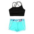 thumbnail image 3 of Nyeemya Kids Girls 2 Piece Gymnastics Dance Sport Outfits Crop Top with Shorts Active Set Athletic Leaf 10, 3 of 5