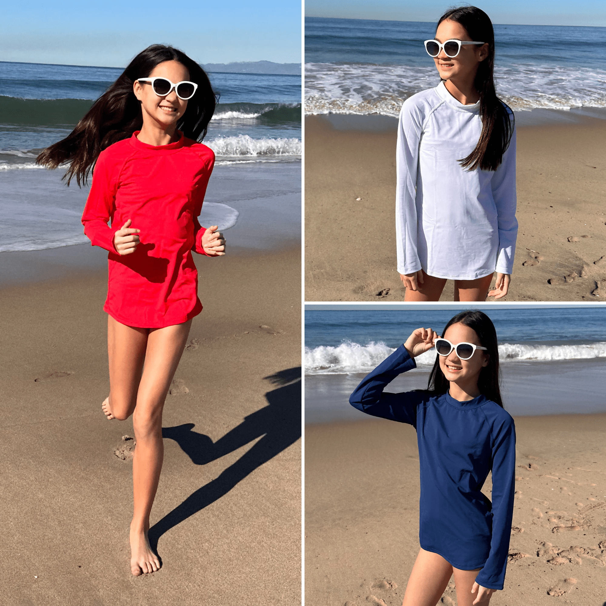 BIG ELEPHANT 3 Pack Kids Rash Guard Swim Shirt UPF 66+ Long Sleeve Rashguard Swimwear Surf Tops Sun Protection for Boys Girls