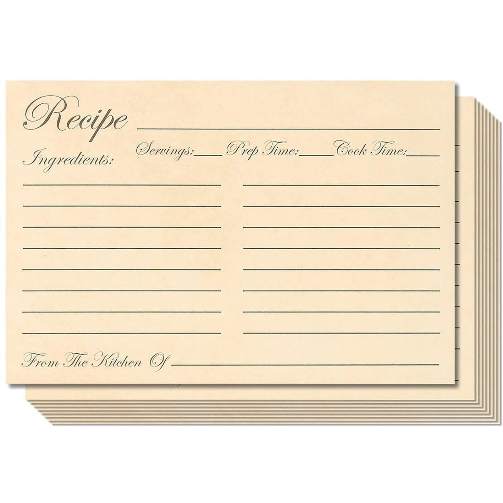 Kitchen Recipe Cards 4 x 6 Inches Double Sided Modern Style Heavyweight, 60-Pack