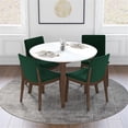 thumbnail image 5 of Pemberly Row 5-Piece Modern Round Dining Set w/ 4 Velvet Dining Chairs in Green, 5 of 6