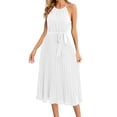 thumbnail image 1 of Vestido plisado sin mangas Vestido casual de mujer de color sólido Vestido maxi Traje diario FLhrweasw Nuevo, 1 of 9