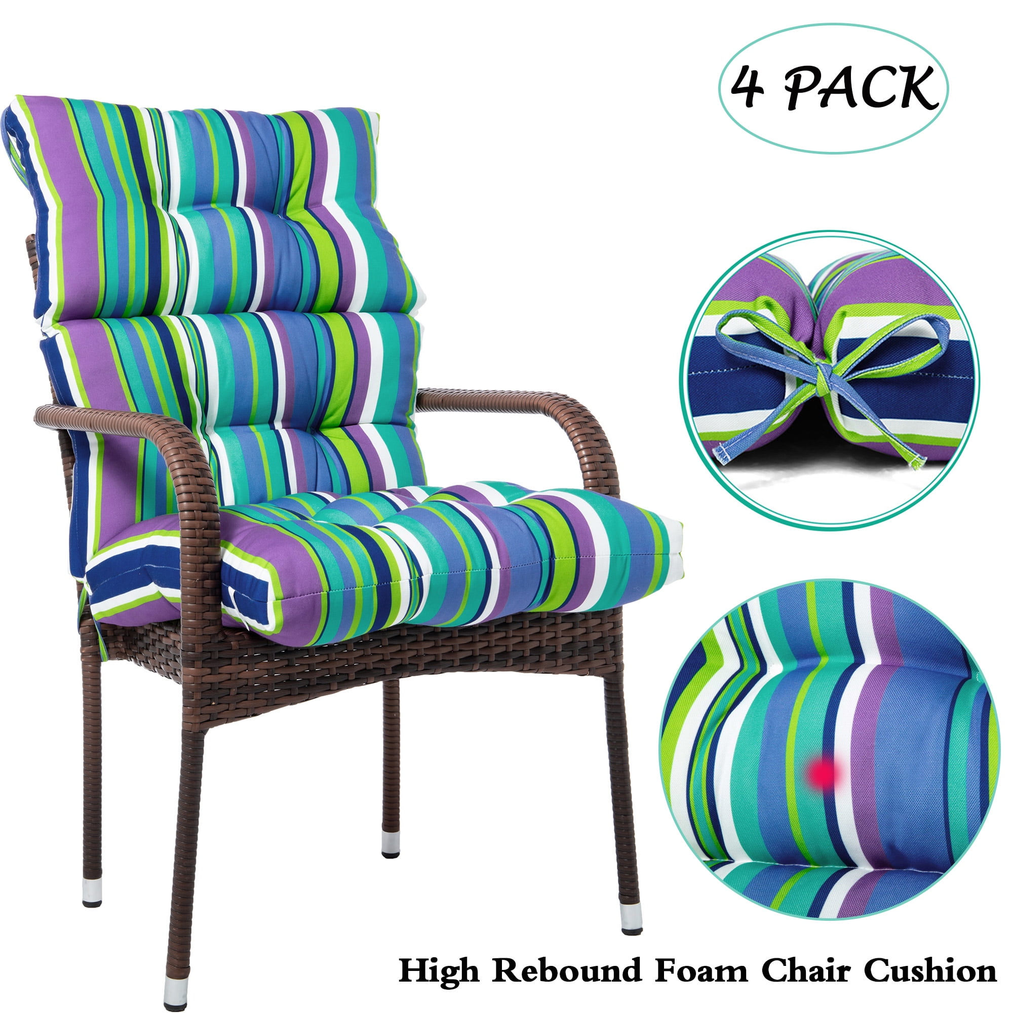 Nk Support 44 1 X 21 X 4 7 Outdoor High Back Patio Chair Cushion Home Solid Outdoor Dining Chair Cushion With Ties 4 Pack Walmart Com Walmart Com