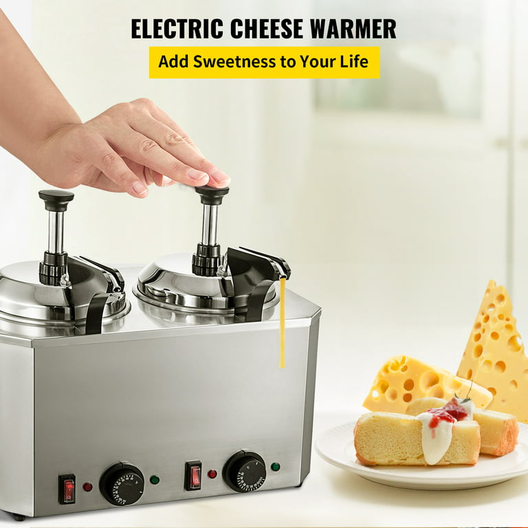 Loyalheartdy 2.5-Liter Electric Nacho Cheese Dispenser,Stainless 110 V Nacho Cheese Warmer with Heated Pump,Capacity Hot Fudge Warmer with Pump for Fudge, Cheese