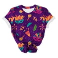 thumbnail image 3 of DeHolifer T-shirts for Women Plus Size Short Sleeve Mardi Gras Printed Round Neck Tee T-shirts Loose Casual Fashion Blouse Tops Multicolor M, 3 of 4