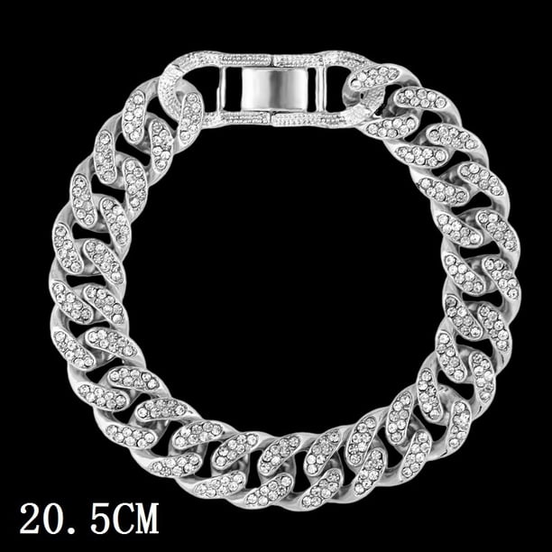 Pulsera de cadena cubana con diamantes de imitación para hombre y mujer, Brazalete de eslabones gruesos, estilo Hip Hop, a la moda Fivean unisex